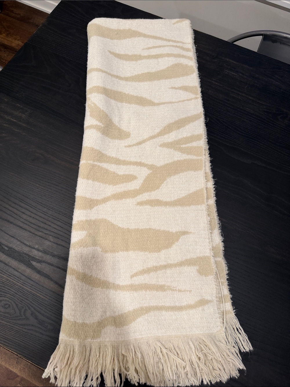 Neutral Zebra Fringe Wrap/Scarf